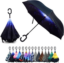 Parquet Big Bang Double Layer Inverted Umbrellas - C Shaped Handle Reverse Foldi