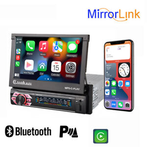 7in Single 1 Din Car Stereo Flip Out Head Unit Android auto Apple CarPlay Radio