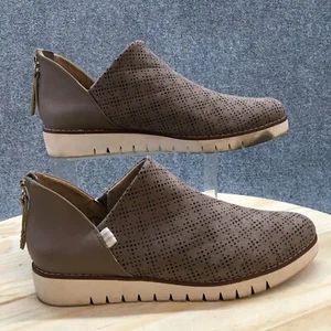 Dr Scholls Boots Womens 9M Brown Insane Shootie Heel Zip Perforated Suede Casual - Picture 1 of 16