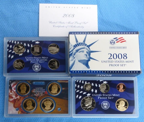 2008 United States Mint Proof Set, 14 Proof Coins, Box & COA, U.S. Mint Set Cover