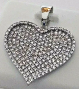 .925 STERLING SILVER PAVED CZ HEART PENDANT for necklace cubic zirconia 30x25mm - Picture 1 of 11