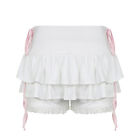 Womens Short Pants Lolita Dress Shorts Contrast Bloomers Tiered Ruffles Cute