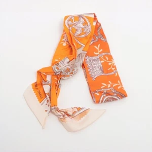 PRE-LOVED Hermès Twilly Etriers Remix Stirrup Remix Scarf Silk Orange - Bild 1 von 3