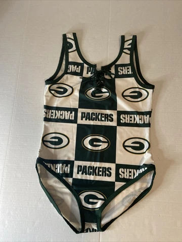 Women’s Green Bay Packers Green And White W/ Tie In Front Bodysuit Size Medium Cover