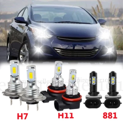 Combo faros LED de haz alto bajo luz antiniebla 6x bombillas para Hyundai Elantra 2014-2018 Foto 1 de 4