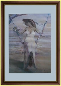 Bride Swinging by the Lake Photolithograph Innocenzo Melani with Certificate - Picture 1 of 4