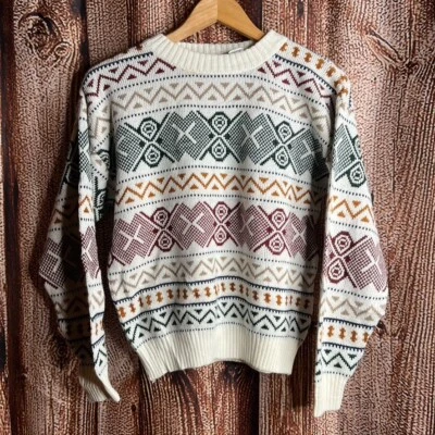 Vintage LeTigre Sweater Womens M 12-14 Stripe Baggy Chunky Knit Colorful - Image 1 of 3