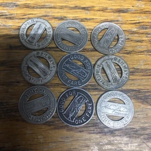 Vtg Lot 9 of Indianapolis Railways Transit Tokens - Picture 1 of 1