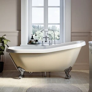 Beige Freestanding Single Ended Roll Top Slipper Bath with BUN/BOWBEI1615/93510 - Picture 1 of 4
