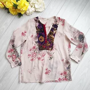 Blusa de terciopelo transparente floral suave envolvente ligera rosa púrpura romántica L - Imagen 1 de 12