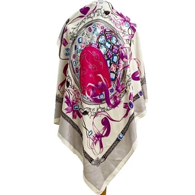 ELEGANCE PAISLEY белый квадратный шелковый шарф 37/35 в #a14 - Изображение 1 из 3