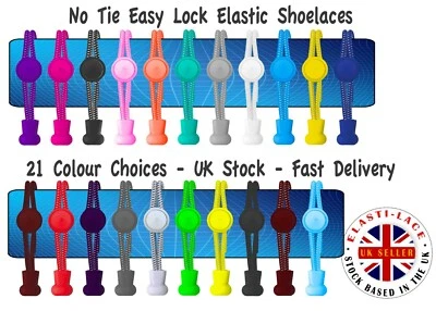 Elastic Laces No Tie Lock System Lock Laces Shoelaces Runners Kids & Adults - Image 1 of 4