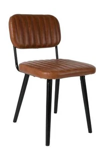 Stuhl Esszimmerstuhl JAKE WORN BROWN Kunstleder braun - Bild 1 von 8