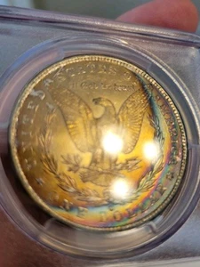 Morgan 1884-O PCGS MS 61 Pretty Yellow and Crescent Rainbow Tone - See VIDEO! - Picture 1 of 8