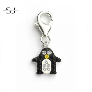 925 Sterling Silver Penguin Clip On Charm Lobster Clasp for Bracelet - Picture 1 of 2