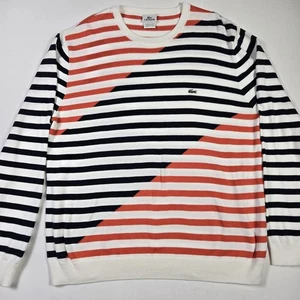 Lacoste Pullover Herren Large blau orange weiß gestreift Rundhals Pulli - Bild 1 von 7