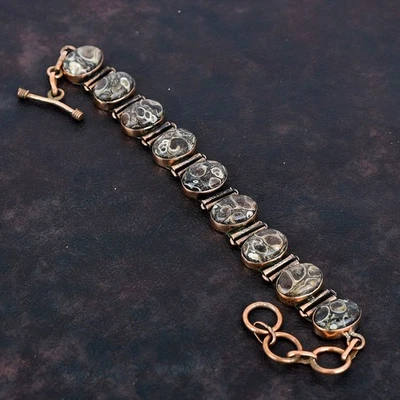 Oferta del Día de las Hermanas Turritella Natural Ágata Cobre Cadena Hecho a Mano Pulsera Joyería Foto 1 de 4