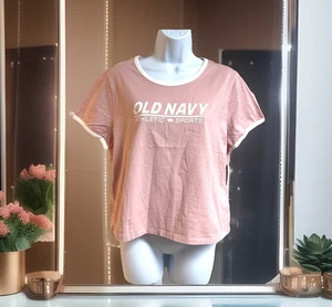 Old Navy Womens Dusty Rose Pink Vintage Throwback Ringer T-Shirt Top Size: L NWT - Picture 1 of 8