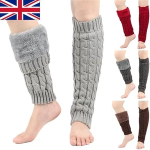 Nuevo Mujeres Damas Invierno Cálido Calentadores de Piernas Tejido con Cable Crochet Calcetines Largos - Imagen 1 de 25