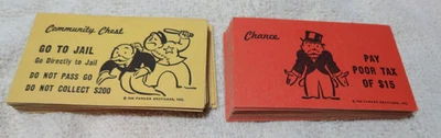 Piezas de repuesto vintage de cofre comunitario Monopoly y tarjetas de oportunidad Foto 1 de 2