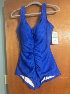 SWIMSUIT Manhattan Beach wear size 16 Textured Spa Shirred in Cobalt - Picture 1 of 4