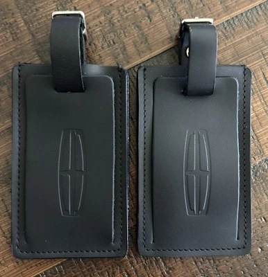 LINCOLN MOTOR CO. - Black Leather Luggage Tags - Set of 2 - New - Image 1 of 2