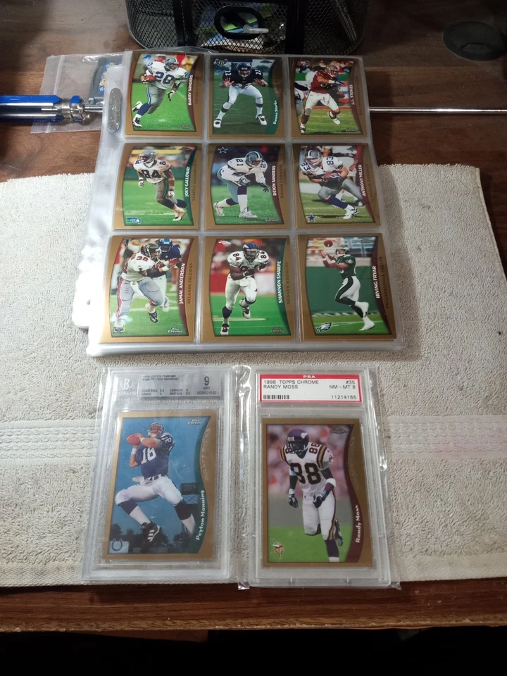 1998 TOPPS CHROME FOOTBALL COMPLETE SET 165 GRADED MOSS MANNING !! - Image 1 of 2