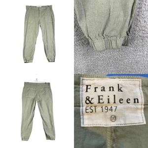 Frank & Eileen Jameson Hose Damen 10 grün Jogger Flachsmischung minimale Heftklammer - Bild 1 von 10