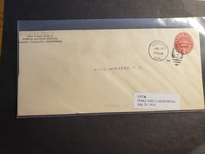 POSTAL SAVINGS SYSTEM, EMERYVILLE OAKLAND, CALIF 1911 Postal History Cover #UO72 - Image 1 of 2