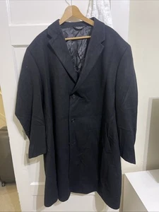 Jos A Banks 100% Cashmere Black Full Length Topcoat Mens 46XL Vented & Pockets - Picture 1 of 6