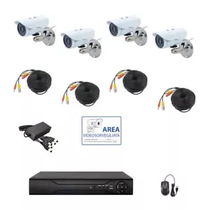 KIT VIDEOSORVEGLIANZA AHD IP CLOUD DVR 4 CANALI 4 TELECAMERE HD IR 2 MPX COMPLET - Foto 1 di 9