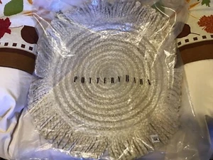 Potterybarn Rug Round 24" braided Fringed Cream &White NEW Jute Natural New - Picture 1 of 8