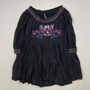 Free People Sunbeams Dress Womens Small A-Line Black Floral Off Shoulder Mini - Picture 1 of 5