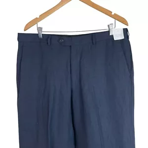 NEW John W. Nordstrom Mens Linen Resort Collection Pants 38R Navy Blue Unhemmed - Picture 1 of 9