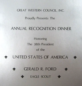 Vintage Boy Scout President Ford Dinner Menu Eagle Scout Western Council 1978 - Picture 1 of 6