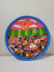 "Plato decorativo de terracota para cuento de boda - arte popular pintado a mano 11""" - Imagen 1 de 3