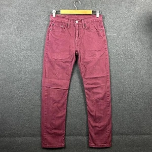 Levi's 502 Mens Jeans W28 L30 Burgundy Denim Mid Rise Regular Taper Fit Zip Fly - Picture 1 of 17