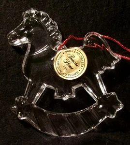 2 adornos de cristal de plomo 24 % de vidrio caballo mecedor y casa de príncipes armadura 1984 nuevo de lote antiguo - Imagen 1 de 6