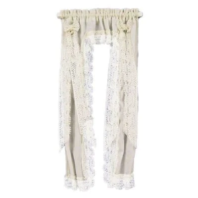 BARBARA O'BRIEN MINIATURES Puppenhaus Viktorianische Prinzessin Creme Vorhänge Miniatur 1:12 Fenster Zubehör