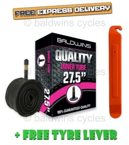 Baldwins 27.5 x 2.10 Bike Cycle Inner Tube Schrader Car Valve + FREE TYRE LEVER - Picture 1 of 15