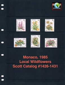 1/3 off $10.20 Scott Value - 1985 MONACO Flowers Wildflowers CV MNH NH UMM - Picture 1 of 4
