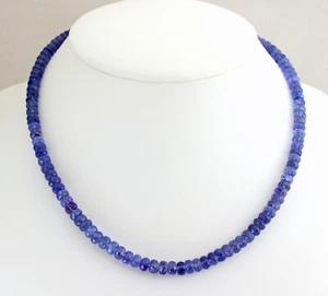 Hermosa cadena de tanzanita cadena de piedras preciosas facetada 1 A collar azul 45 cm - Imagen 1 de 4