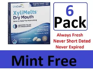 6 Pack OraHealth Xylimelts for Dry Mouth - Slightly Sweet 40 Ct Mint Free - Picture 1 of 5