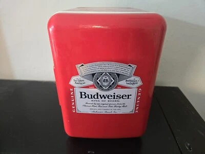Budweiser Beer Red White Blue Mini Fridge Compact Personal Refrigerator Retro - Image 1 of 4