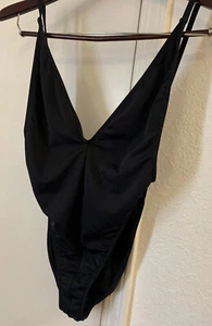 UjENA Women`s Swimwear Black One Piece Sexy Bathing Suit Size 10 USA Made - Picture 1 of 4