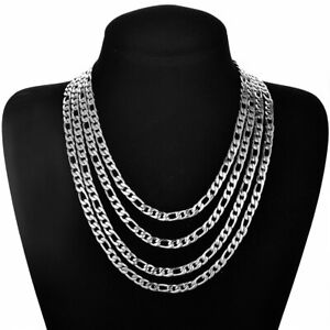 Men Women 4mm-8.5mm Wide Stainless Steel Figaro Chain Necklace Link 40cm-56cm