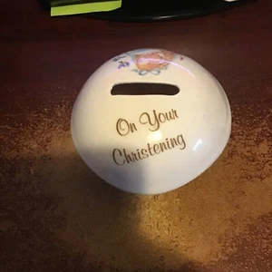 AUF IHRER TAUFE KERAMIK GELDBOX GEBURTSTAG WEIHNACHTEN SPAREN - Bild 1 von 3