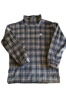 Lowe Alpine Fleece Plaid Check Pullover Made In Ireland Size M Taupe/Gray - Picture 1 of 7