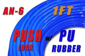 Blue -6 AN Push Lok Loc Lock Hose Fuel Line Coolant 7/16" Synthetic Rubber - Picture 1 of 4