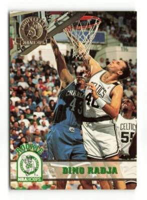 Tarjeta de baloncesto Dino Radja #306 NBA Hoops 1993 Boston Celtics 5º aniversario Foto 1 de 2